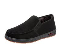 Mode automne et hiver hommes chaussures décontractées plat antidérapant toile supérieure bout rond couleur unie sans lacet en peluche chaud et confortable Chausson Homme Confort Avec Talon