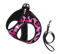 Mode beauté de Luxe léopard Rose,Harnais pour Animaux de Compagnie, Harnais réfléchissant réglable pour Chien,S