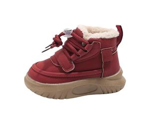 Mode Big Kids Hiver Imperméable Bottes plates Garder au chaud Chaussures confortables pour bébé garçon, rouge, 24 EU