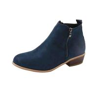 Mode Bottines Femme Grande Taille Talon Carré Imprimé léopard Bottes Courtes Chic Elegant Zippé Bottines léger Antidérapant Confortable Boots Chaussures 40 Bleu