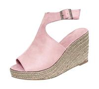 Mode Boucle Romaine Casual Dames Chaussures Femmes Sandales Compensées Sangle Solide Sandales Femme Plus de 60 ans, rose, 40 EU