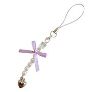 Mode Bowknot Cœur Perle Suspendu Pendentif Mignon Téléphone Sangle Sac Décoration Portable Cordon Suspendu pour Filles Femmes Téléphone Pendentif Sangle Lanière pour Bras de Clé Charme Chaîne, taille