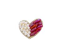 Mode Broche coeur rouge faite à la main, broches à fleurs en perles, bijoux cadeaux for dames et filles Broche Cristal