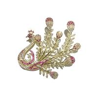 Mode Broche phénix colorée de luxe en cuivre et Zircon fleur de paon broches plaquées or Broche Cristal