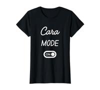 Mode Cara Activé Nom Drôle T-Shirt Graphique avec Valeur, Femme, Noir, L