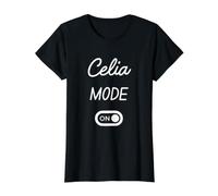 Mode Celia Activé Nom Drôle T-Shirt Graphique avec Valeur, Femme, Noir, XL
