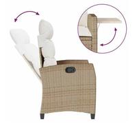 Mode Chaise de jardin CHEZ YIYI Fauteuil de relaxation élégant 1PERSONNE inclinable et table d'appoint beige polyrotin 65292