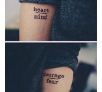Mode Coeur Esprit Courage Peur Lettres Autocollants Imperméables Tatouage Temporaire Art Corporel Décoration Faux Tatouages En Gros
