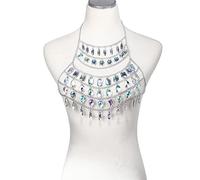 Mode Corps Chaîne Strass Corps Chaîne Femmes Taille Ceinture Chaîne Haut Soutien-Gorge Harnais D'été Bikini Bodychain Festival D'été Bijoux Chaînes Collier (Couleur Métal : Chaîne De Ceinture) (un Haut)