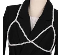 Mode Corps Chaîne Style Simple Tissé À La Main Fleurs Perle Ceinture Bijoux Poitrine Chaîne Femme Robe Costume Pull Perle Épaule Chaîne Accessoires Chaînes Collier (Metal Color : White04) (a White04)