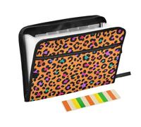 Mode Couleur Léopard Orange Selon Dossier Organisateur 13 Poches Format A4 Lettre Avec Fermeture à Glissière pour Dossier de Bureau avec Séparateurs Carpetas de