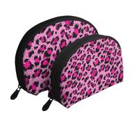 Mode De Beauté Léopard Rose De Luxe, Trousse de Maquillage Coquille Femme Petit Porte-Monnaie Trousse de Toilette Trousse à cosmétiques 2 pièces