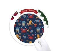 mode de vie marine poulpe coloré tapis de souris en caoutchouc de sapin de noël