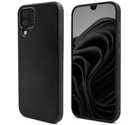 Mode de vie Moozy. Coque conçue pour Samsung A12, noir - Coque légère en silicone liquide avec finition mate et doublure en microfibre douce, coque en silicone de qualité supérieure