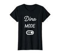 Mode Dina Activé Nom Drôle T-Shirt Graphique avec Valeur, Femme, Noir, XL