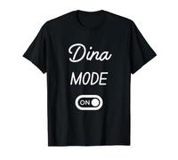 Mode Dina Activé Nom Drôle T-Shirt Graphique avec Valeur, Homme, Noir, XL