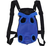 Mode durable animal de compagnie cinq trous sac à dos avant de renforcement de la poitrine sac en filet (bleu foncé)