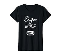 Mode Enzo Activé Nom Drôle T-Shirt Graphique avec Valeur, Femme, Noir, M