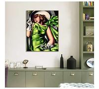 Mode européenne jeune fille en vert par Tamara de Lempicka toile Art impression affiche photos pour chambre décoration de la maison 27.5 "x39.4" (70x100 cm) pas de cadre