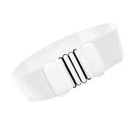 Mode Féminine Ceinture Elastique Dames en Cuir Artificiel avec Large Boucle Coloré Accessoire en PU Leather - Blanc