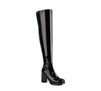 Mode Femme Bottes Longues Élastiques Cuissardes Mode Grandes Bottes Femmes Talon Épais Bottes Longues, Noir , 41 EU