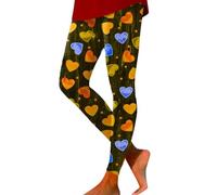 Mode Femme Décontracté Thème Saint-Valentin Imprimé Legging Serré Taille Haute pour Exercices de Fitness en Plein Air, jaune, L