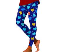 Mode Femme Décontracté Thème Saint-Valentin Imprimé Legging Serré Taille Haute pour Exercices de Fitness en Plein Air, bleu, XL