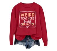 Mode Femme Loisirs Couleur Pure Lâche Manches Longues Imprimé Lettres Col Rond Polaire, rouge, M