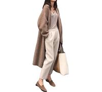 Mode Femmes Chandails Automne Hiver Solide Manches Longues Cardigan Tricoté Rétro Robe Lâche Manteaux Polyvalents, marron, M