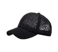 Mode Femmes Hommes Sport Dentelle Amour Imprimé Respirant Plage Réglable Casquette de baseball Hip Hop Chapeau de soleil Casquette Live Cap, Noir , taille unique