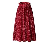 Mode Femmes Imprimé Jupe Longue Jupe Imprimé Léopard Jupe Poche Fleur Pressée Plissée Femme Plissée Style Jupe Jupe Longue, rouge, XL