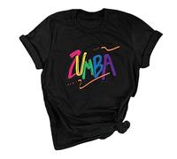 Mode Femmes T-Shirts Zunba Danse Entraînement Hip Hop Manches Courtes Lettre Imprimé T-Shirt Ras du Cou Casual Pull Tops pour l’été