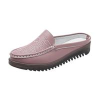 Mode Femmes Talon Pente Broderie Creux Demi Sac Pantoufles Casual Chaussures Confortable Casual Femme Pantoufle Large Largeur, rose, 37.5 EU