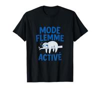 Mode flemme active paresseux bleu roi blanc dessin T-Shirt