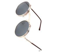 Mode Flip Up Lunettes de Soleil Steampunk Hommes Rond Vintage Hommes Lunettes de Soleil Pilote Pilote Lunettes Sunproof UV400 Élégant et PopulaireTraitement Durable
