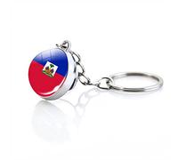 Mode Haïti Drapeau Boule De Verre Pendentif Porte-Clés Amérique Du Nord Pays Mini Drapeau Porte-Clés Souvenirs, Nouveauté Drapeau National Du Monde Porte-Clés Pour Hommes Femmes Couple Acces