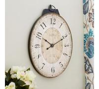 Mode Home Horloge Murale Ovale de 73,7 cm pour décoration de Salon, horloges murales Vintage françaises décoratives pour la Maison, Grande Horloge Murale à Piles