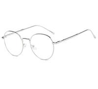 Mode Homme Monture Lunettes Ronde Métallique Rétro Vintage rétro Lunettes Verre Transparent Cadre Frame Lentille Claire Montures de lunettes