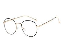 Mode Homme Monture Lunettes Ronde Métallique Rétro Vintage rétro Lunettes Verre Transparent Cadre Frame Lentille Claire Montures de lunettes
