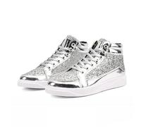 Mode Hommes Baskets Hautes Hommes Bottines Or Luxe Paillettes Chaussures Streetwear Hip Hop Bottes Décontractées,Argent,42