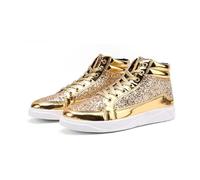 Mode Hommes Baskets Hautes Hommes Bottines Or Luxe Paillettes Chaussures Streetwear Hip Hop Bottes Décontractées,Or,43