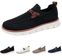 Mode Hommes Printemps Fond Plat Léger Respirant Maille Glisser sur Confortable Couleur Unie Simple Formateurs Caractéristiques Hommes Chaussures, Black, 11 UK