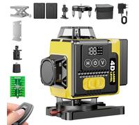 【Mode Impulsion】Niveau Laser 360° x 4 16 Lignes Laser Autonivelant Chantier Lazer Niveaux Vert 2 x Batterie, IP54, Affichage Numérique