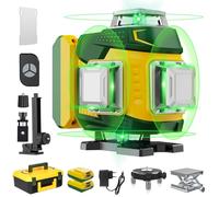 【Mode Impulsion】Niveau Laser 4×360°, Niveau Laser Autonivelant, Niveau Laser Vert 16 Lignes, Niveaux Laser de Chantier Exterieur et de Décoration Intérieure, Batterie 2×5400mAh
