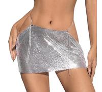 Mode Jupe Femme Sexy Court Brillante Jupes Jupe Sexy Noire à La Hanche MéTallique Brillant Paillettes Noir Jupe Skirt Parties Les Costumes pour Dance Rave Party SoiréE