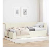 &Mode Lit 1 Personnes - BEWI - Structure de lit Adulte/enfant - d'angle avec tête de lit Crème 90 x 190cm Velours 899327