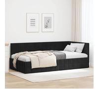 &Mode Lit 1 Personnes - BEWI - Structure de lit Adulte/enfant - d'angle avec tête de lit Noir 100 x 200cm Velours 176939