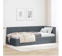 &Mode Lit 1 Personnes - BEWI - Structure de lit Adulte/enfant - d'angle Gris foncé 90 x 190cm Velours 773965