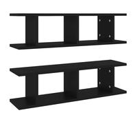 &Mode Lot de 2 Étagères murales - Étagères Suspendues de CD - Noir 75x18x20 cm - bois d'ingénierie Sale415616