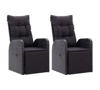 &Mode Lot de 2 fauteuils relax/ Chaises de jardin inclinables coussins - style moderne - Résine tressée Sale444429